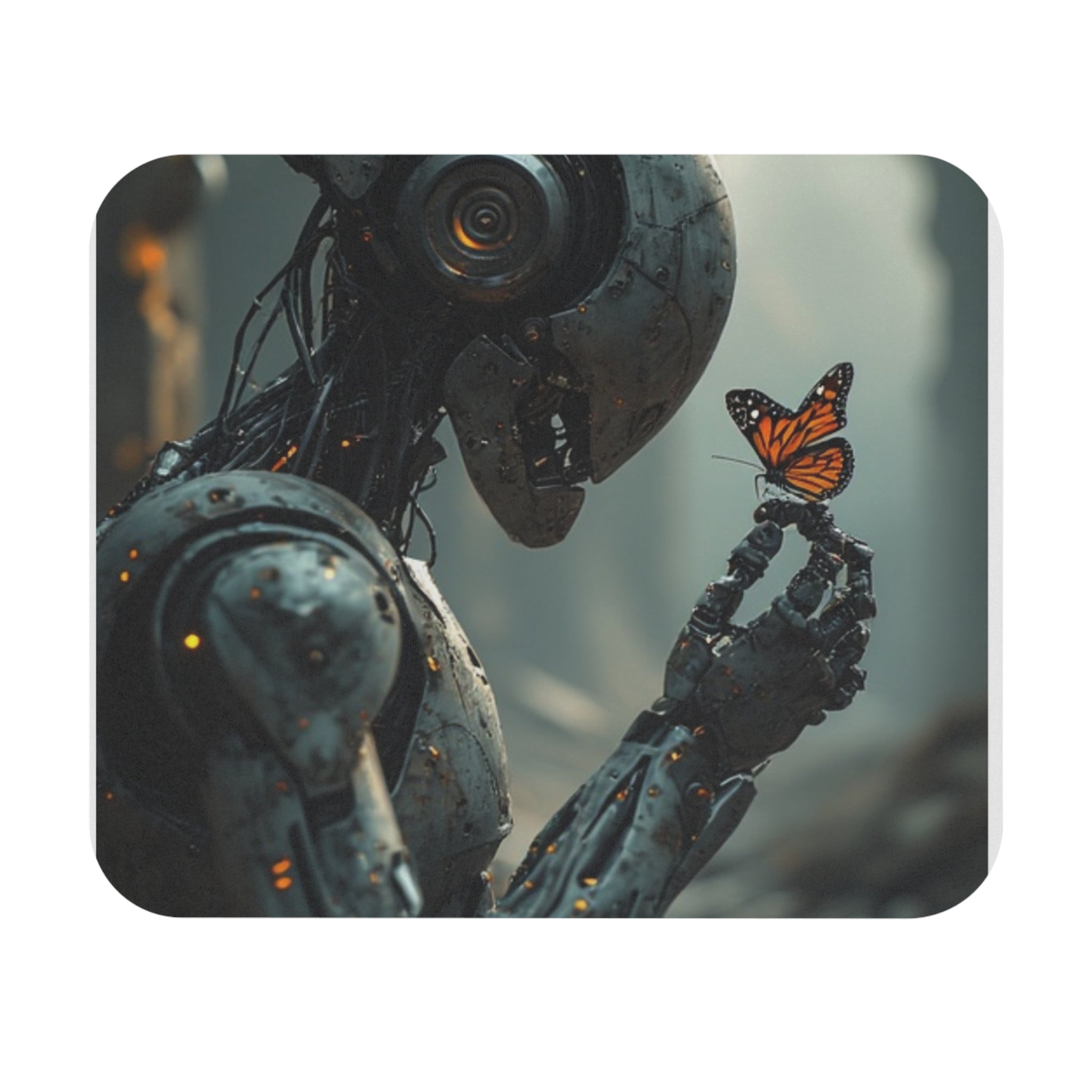 Robot Butterfly Mouse Pad | Futuristic Desk Accessory for Gaming, Home Office & Tech Lover Gifts - Mutantur Labs LLC