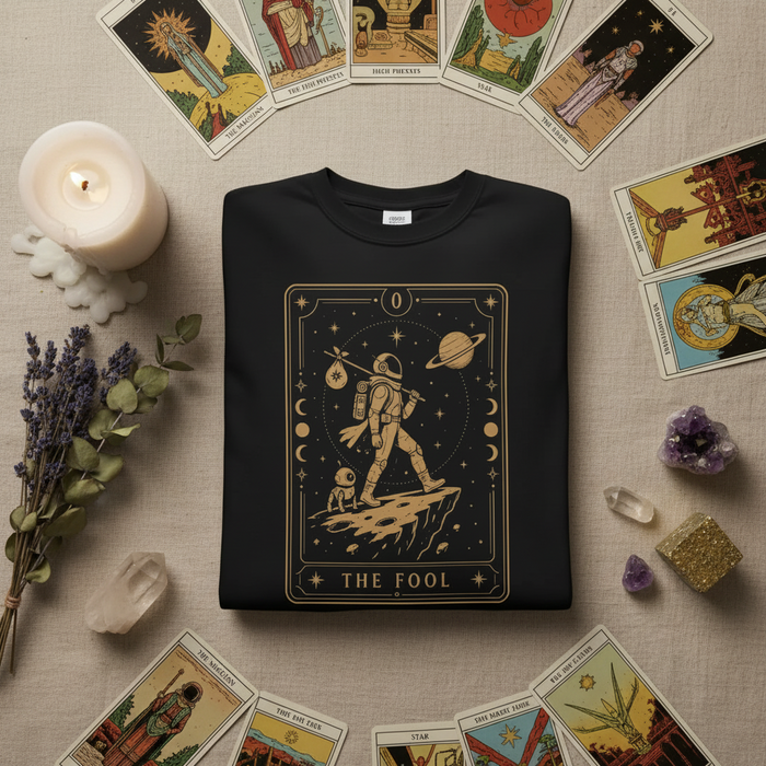 The Fool Tarot Card T-Shirt — Celestial Astronaut Comfort Colors Tee