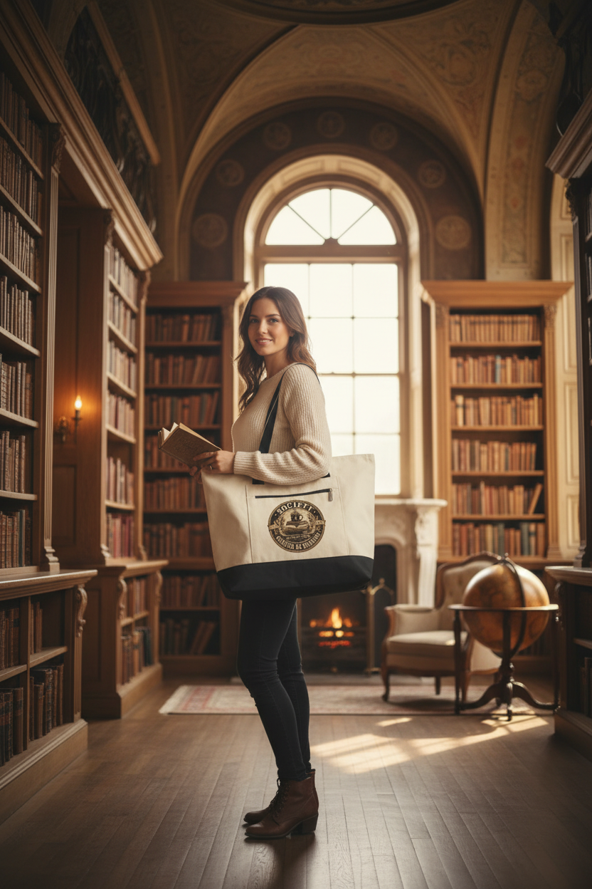 Rather Be Reading Zippered Tote Bag | Vintage Book Lover Gift