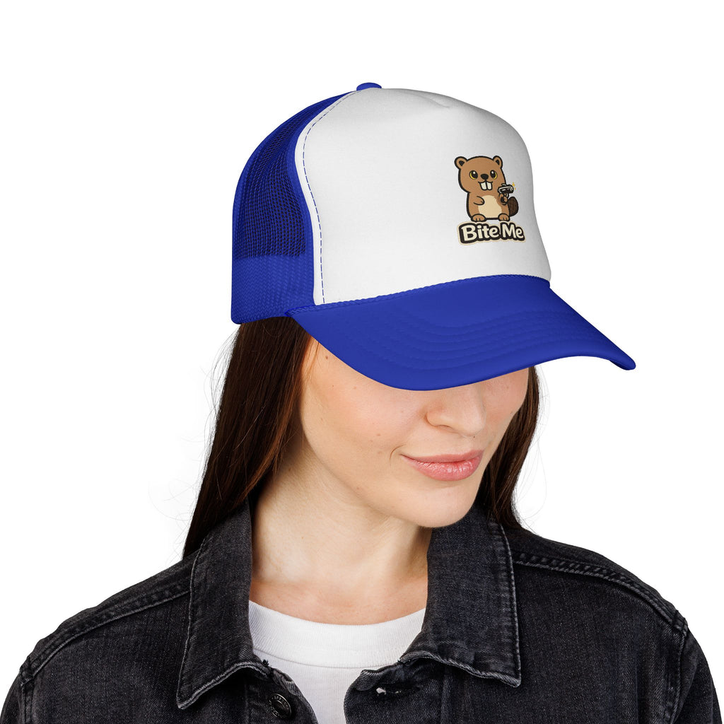 Bite Me Beaver Sci Fi Trucker Hat — Snapback Cap - Mutantur Labs LLC
