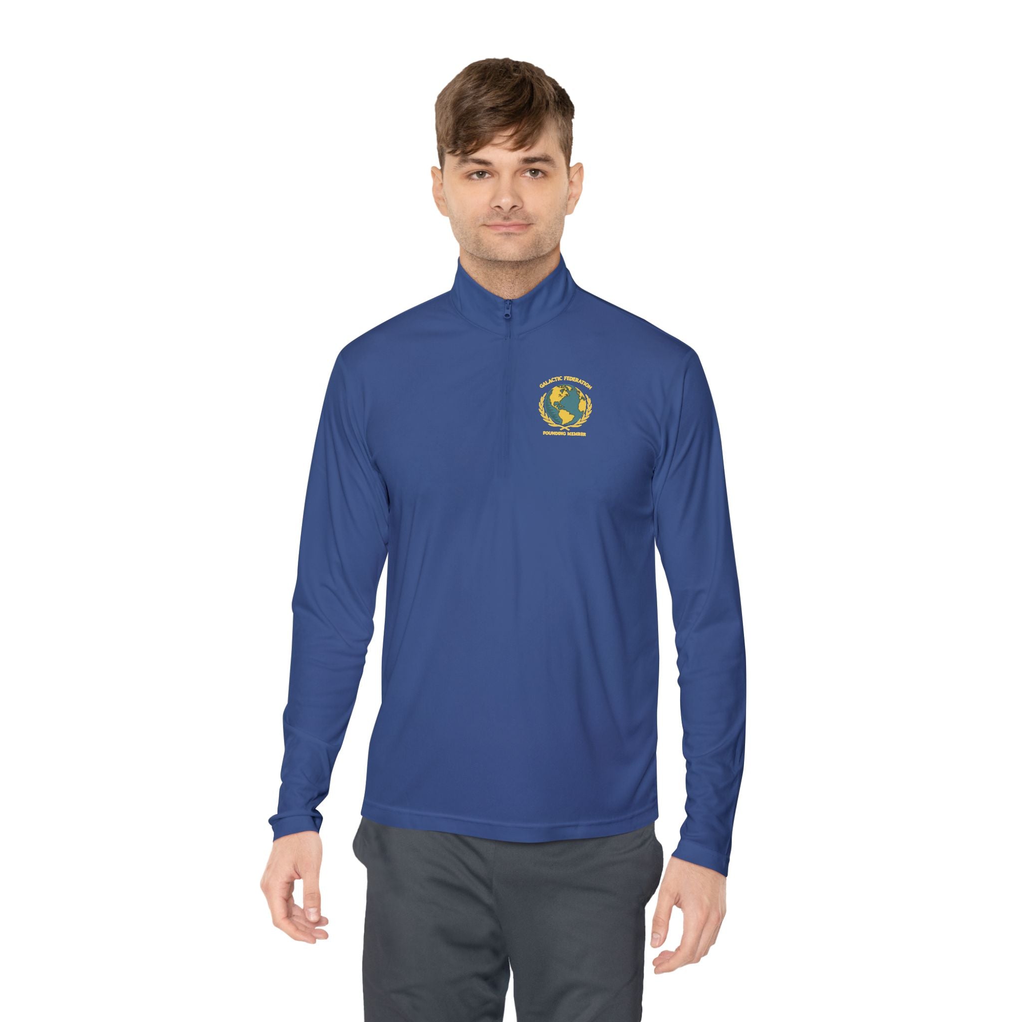 Galactic Federation Unisex Quarter-Zip Pullover - Comfortable, Stylish Outerwear for Outdoor Adventures - Mutantur Labs LLC