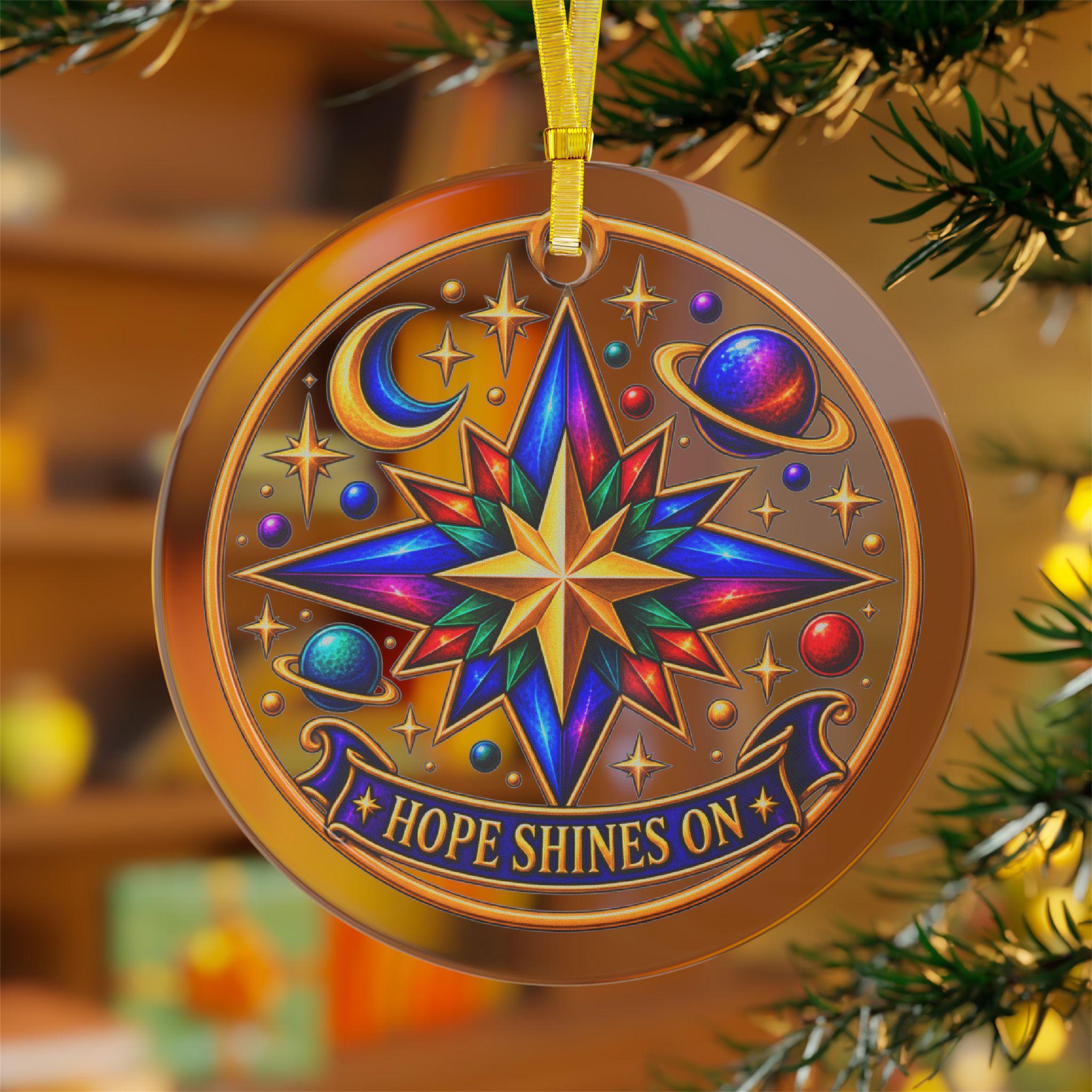 Hope Shines On Celestial Glass Ornament