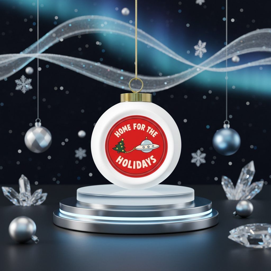 Home for the Holidays UFO Christmas Ornament — Retro Space Holiday Ball