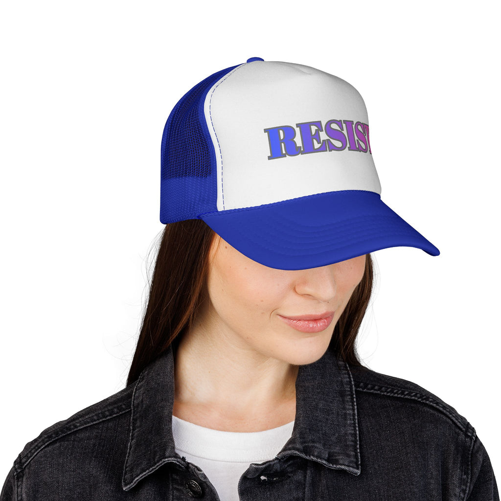 Resist Trucker Cap — Retro Gradient Political Mesh Hat - Mutantur Labs LLC