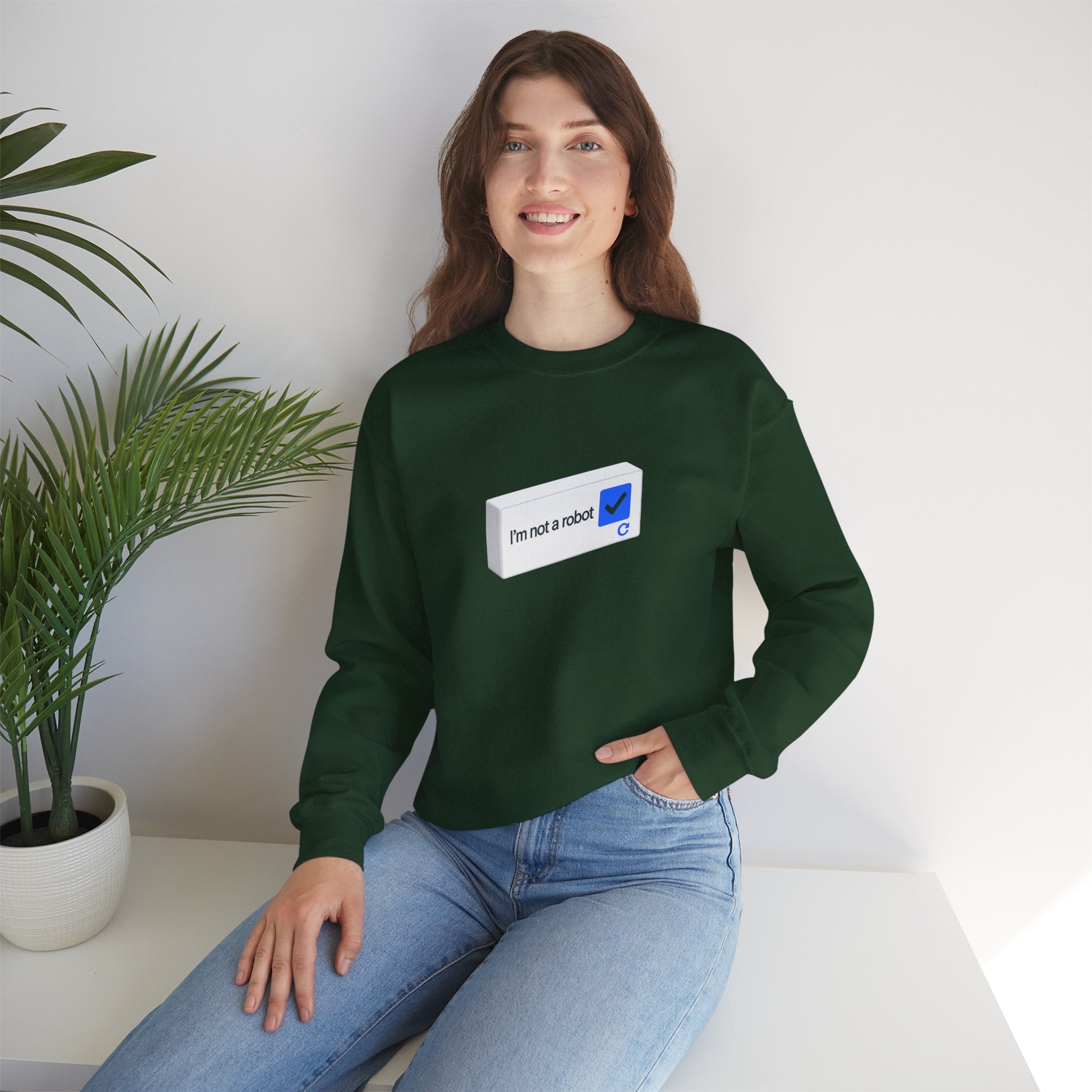 I'm Not a Robot checkbox graphic Sweatshirt | CAPTCHA humor