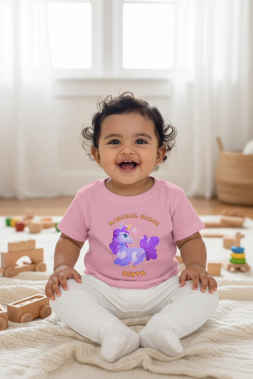 Infant Tee — "Magical Since Birth" Cute Purple Unicorn Baby Shirt - Mutantur Labs LLC