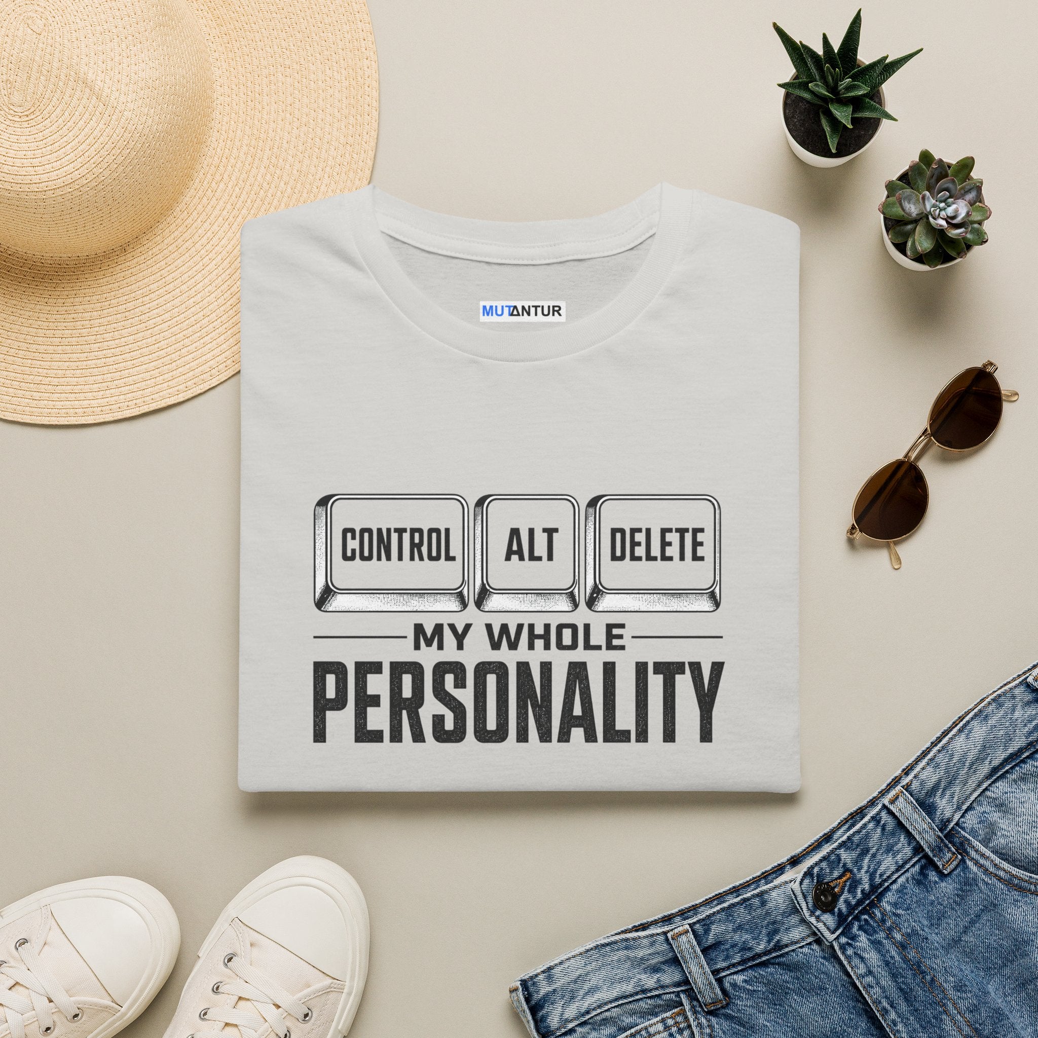 "Control Alt Delete My Whole Personality" Funny Tech Geek Graphic Tee