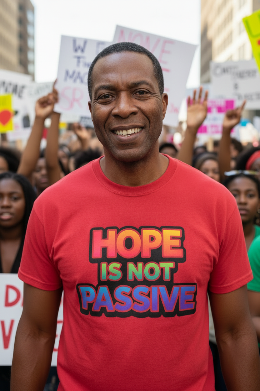 Hope Is Not Passive T-Shirt — Bold Rainbow Activist Tee - Mutantur Labs LLC