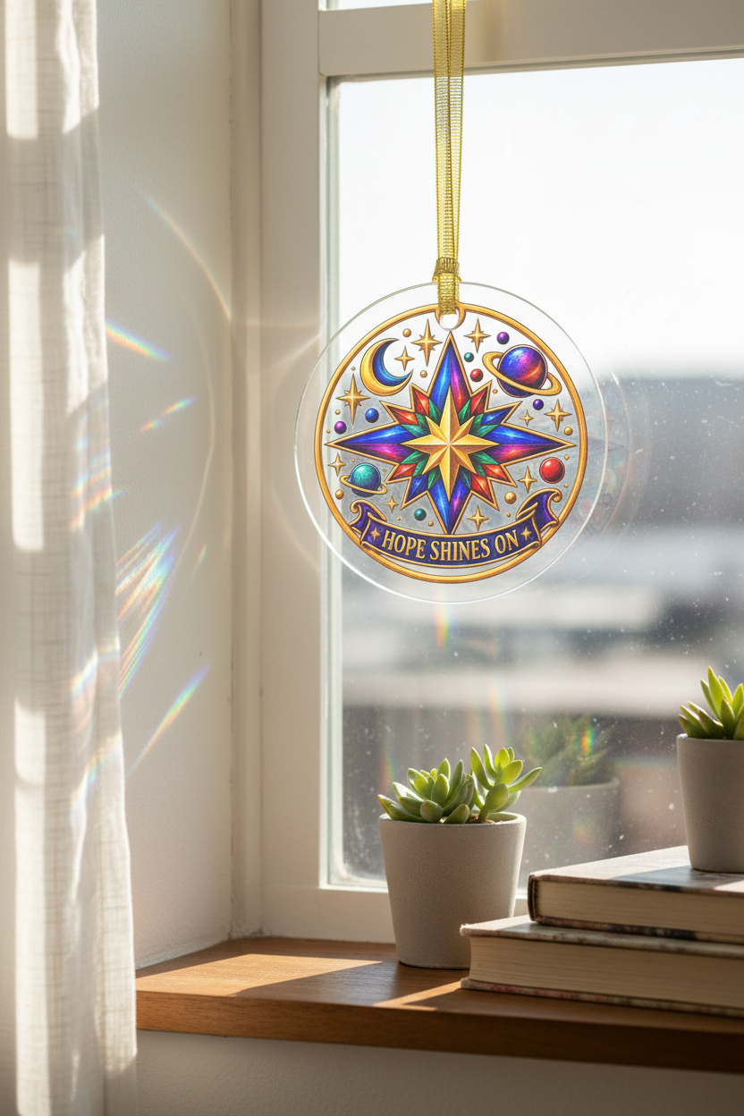 Hope Shines On Celestial Glass Ornament