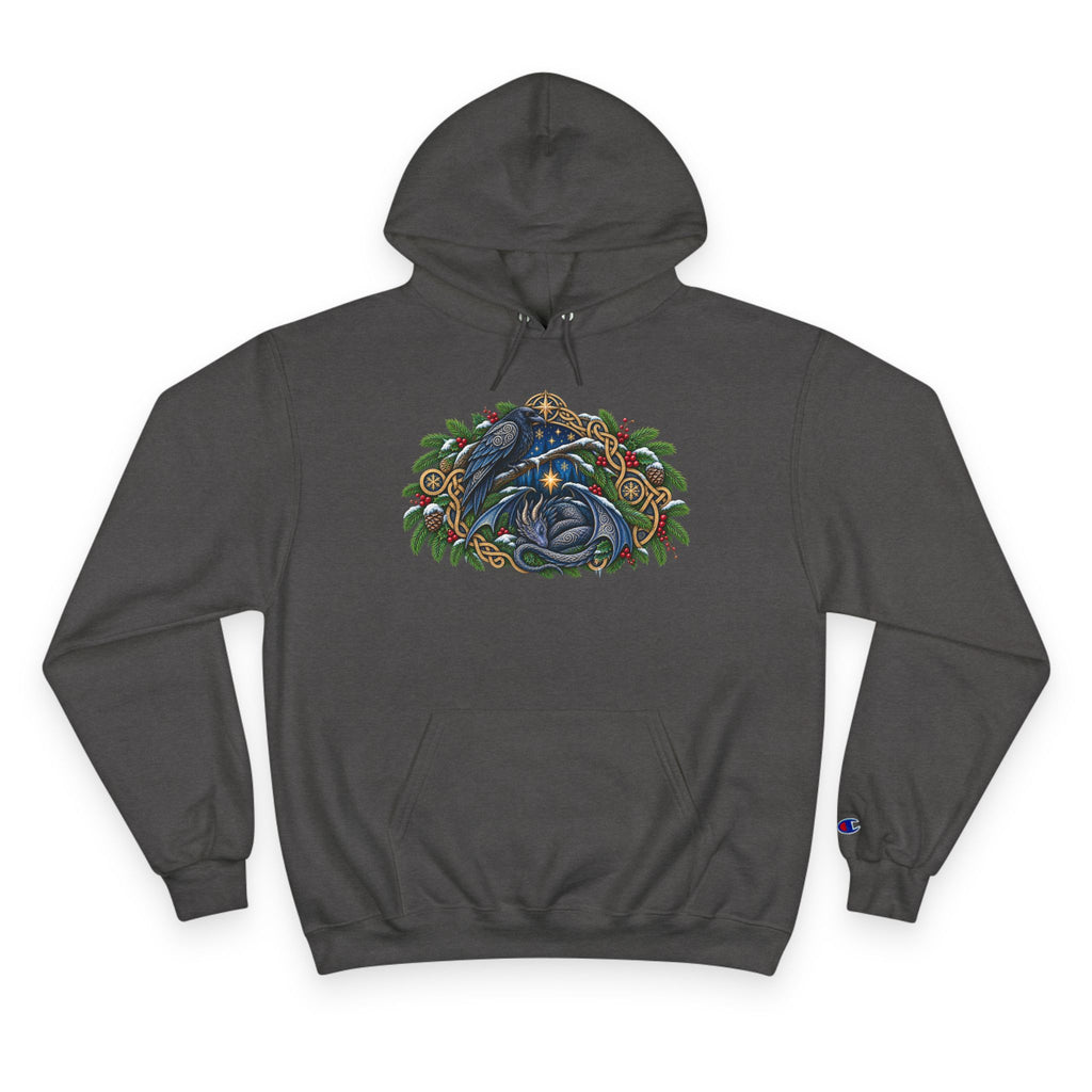 Celtic-Inspired Raven & Dragon Champion Hoodie — Fantasy Holiday Sweatshirt