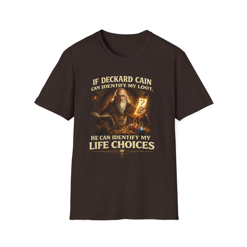 If Deckard Cain Can Identify My Loot, He Can Identify My Life Choices" Diablo RPG Gamer Tee - Mutantur Labs LLC
