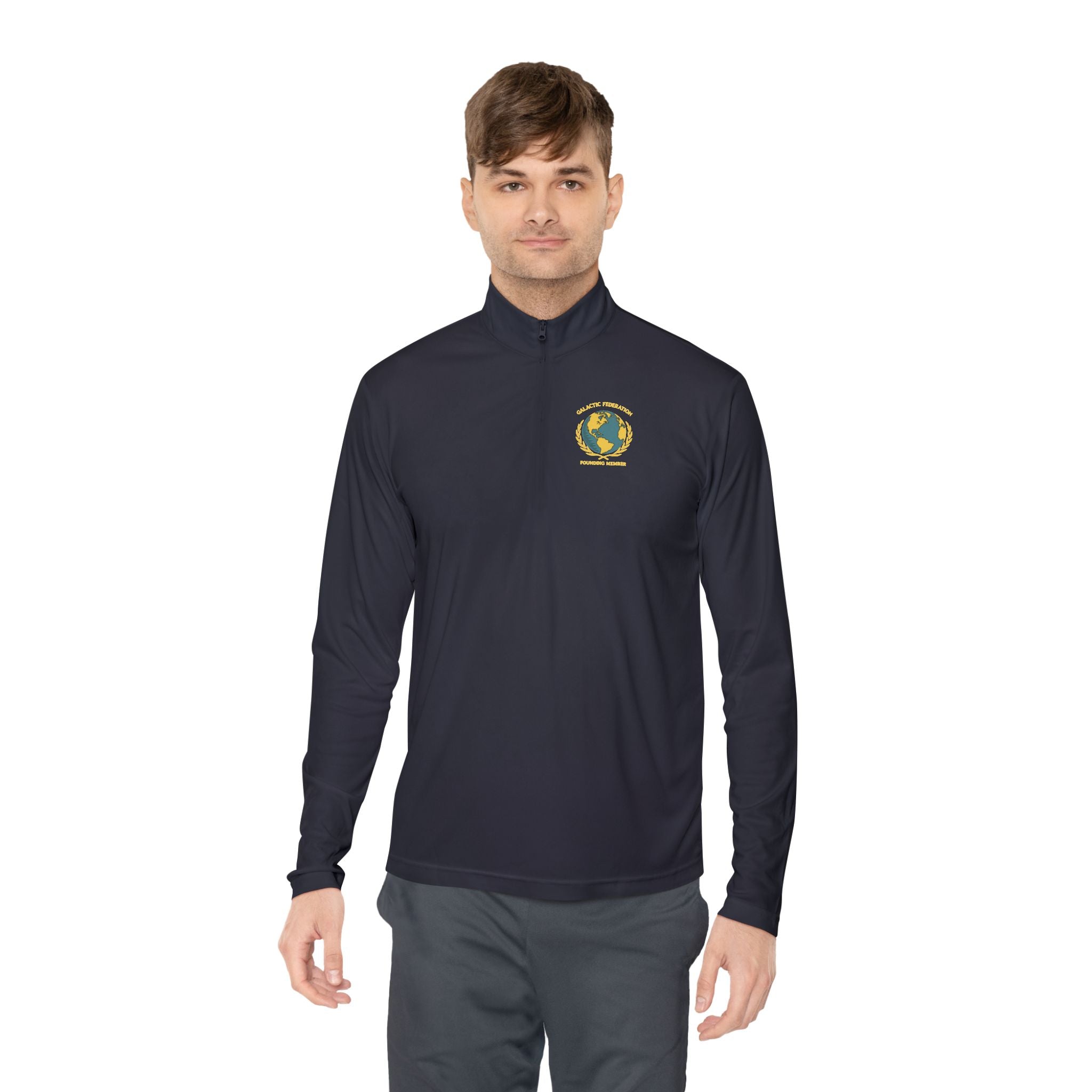Galactic Federation Unisex Quarter-Zip Pullover - Comfortable, Stylish Outerwear for Outdoor Adventures - Mutantur Labs LLC