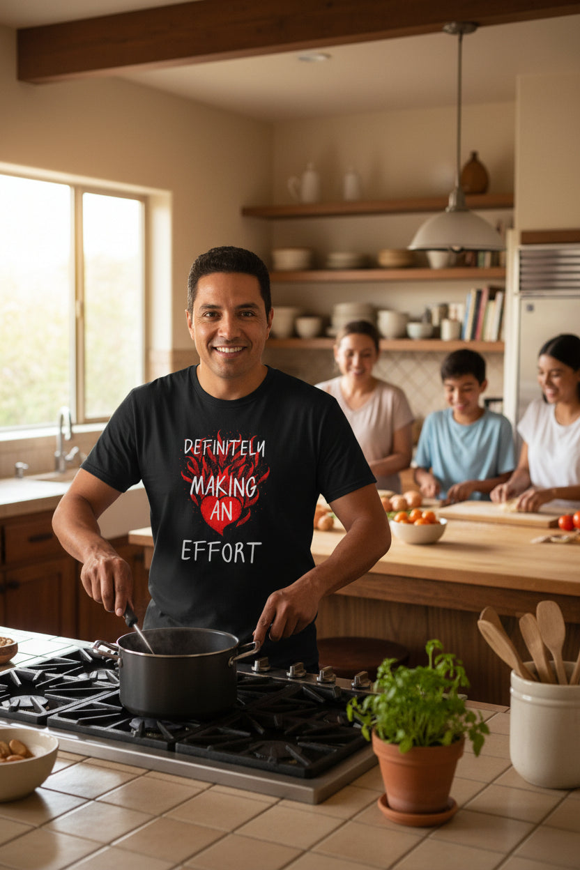 Definitely Making an Effort T-Shirt | Heart Flame Funny Graphic Tee - Mutantur Labs LLC