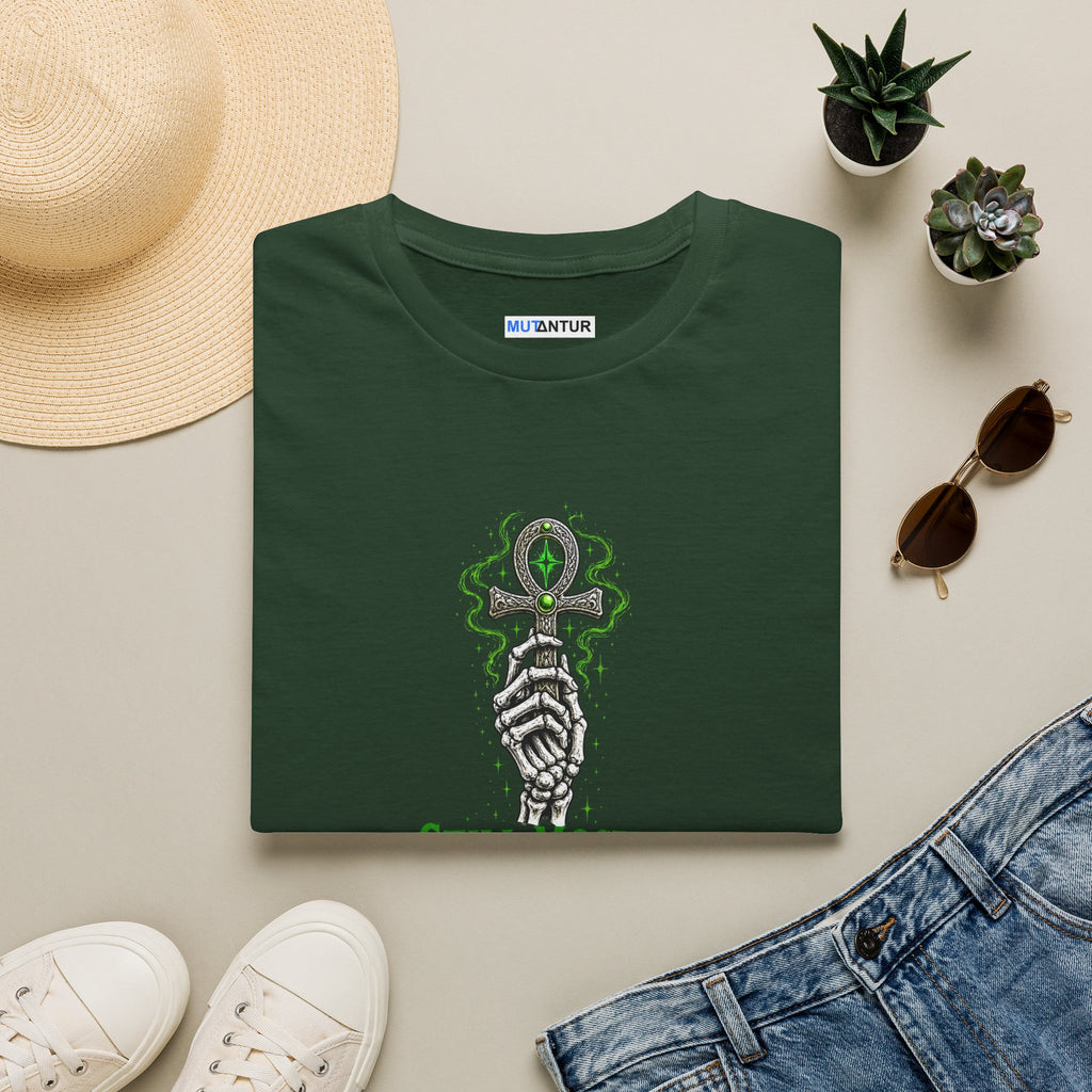 Still Mostly Alive T-Shirt — Gothic Ankh Skeleton Hand Tee
