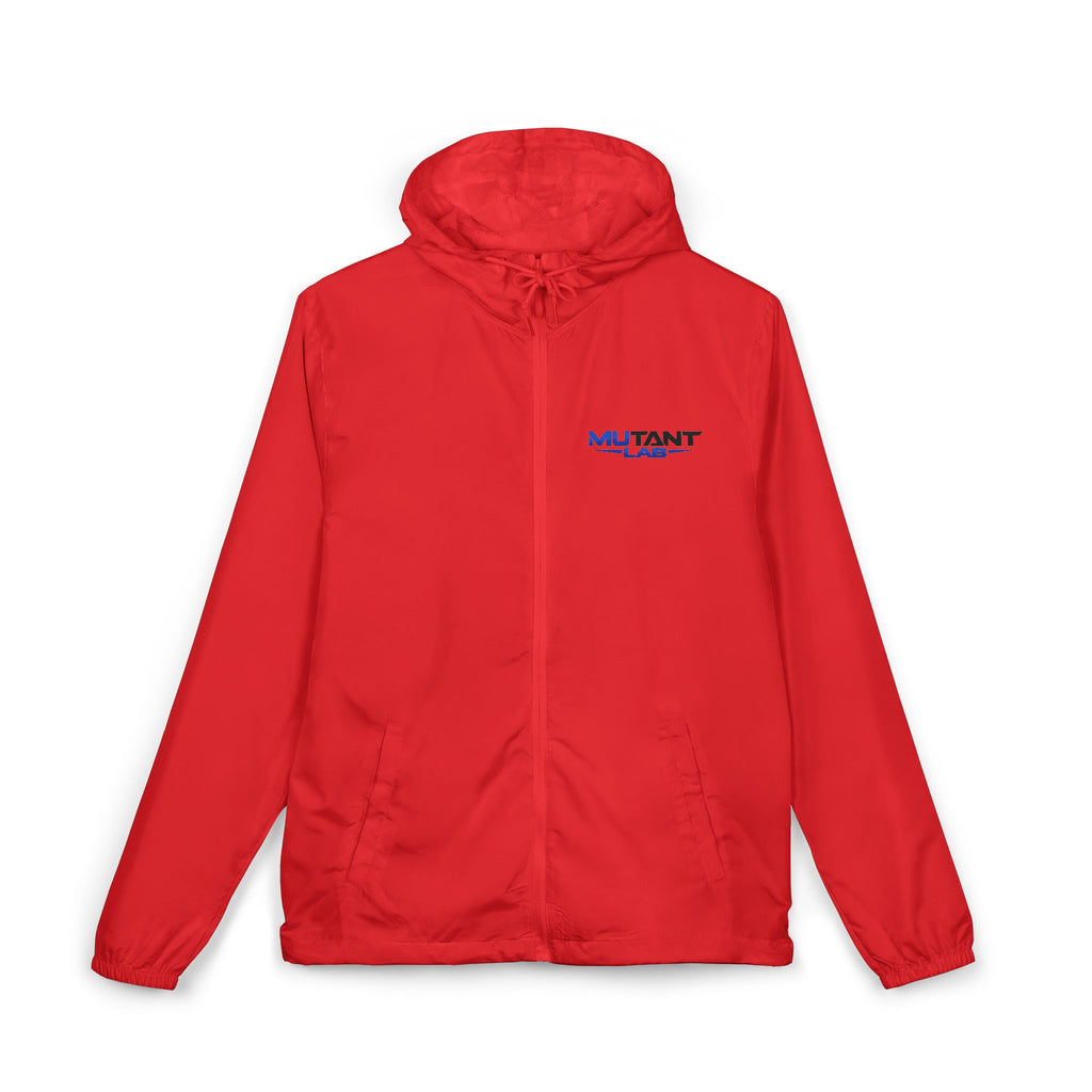 Windbreaker Jacket — Minimal Blue 'MUTANT LABS' Logo Lightweight Hooded Anorak - Mutantur Labs LLC