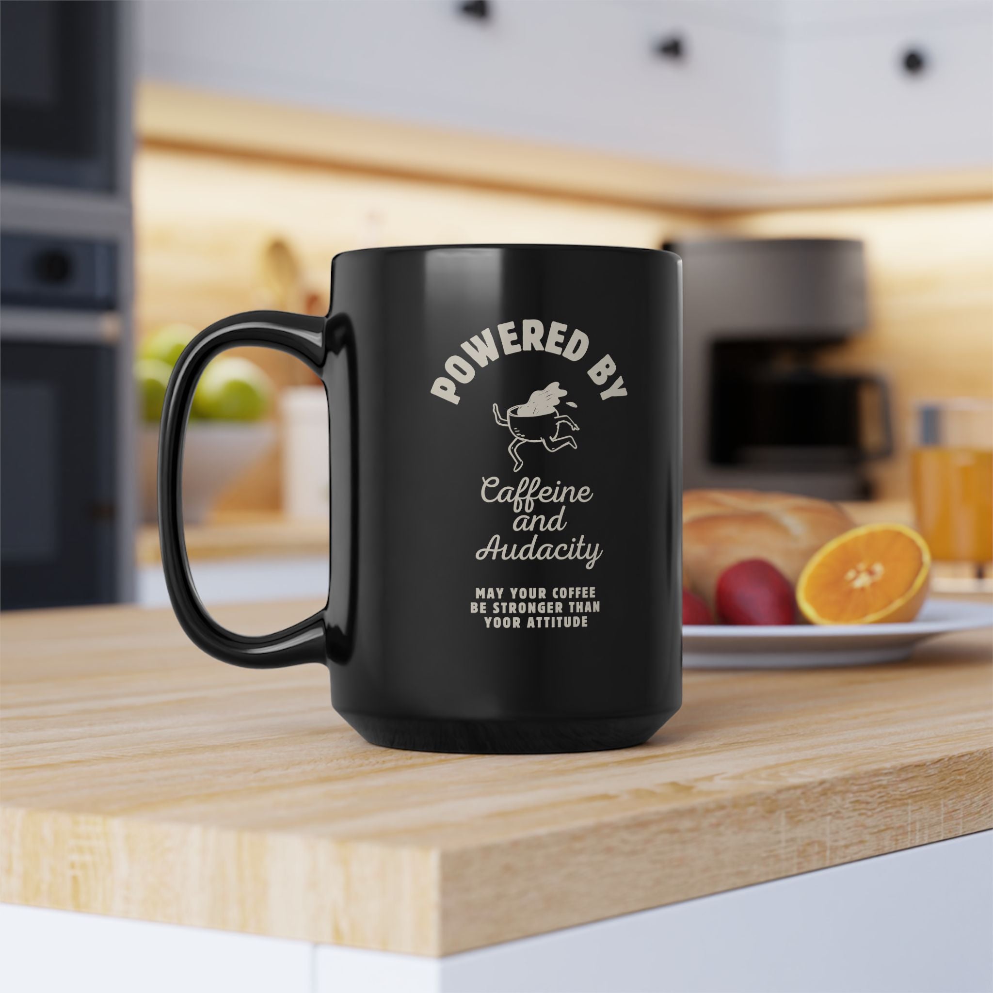 Powered by Caffeine and Audacity Mug | Funny Coffee Cup - Mutantur Labs LLC