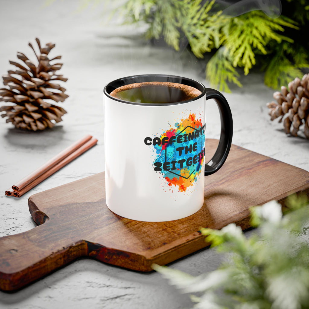Caffeinating the Zeitgeist Mug | Funny Colorful Coffee Cup - Mutantur Labs LLC