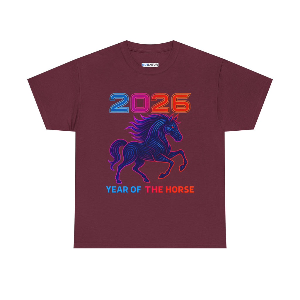 2026 Year of the Horse T-Shirt – Neon Stallion Graphic Tee - Mutantur Labs LLC