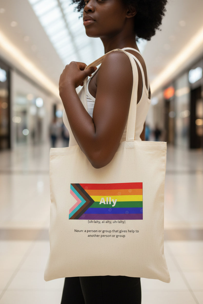 Ally Pride Tote Bag – Reusable Cotton Canvas LGBTQ+ Support Bag - Mutantur Labs LLC