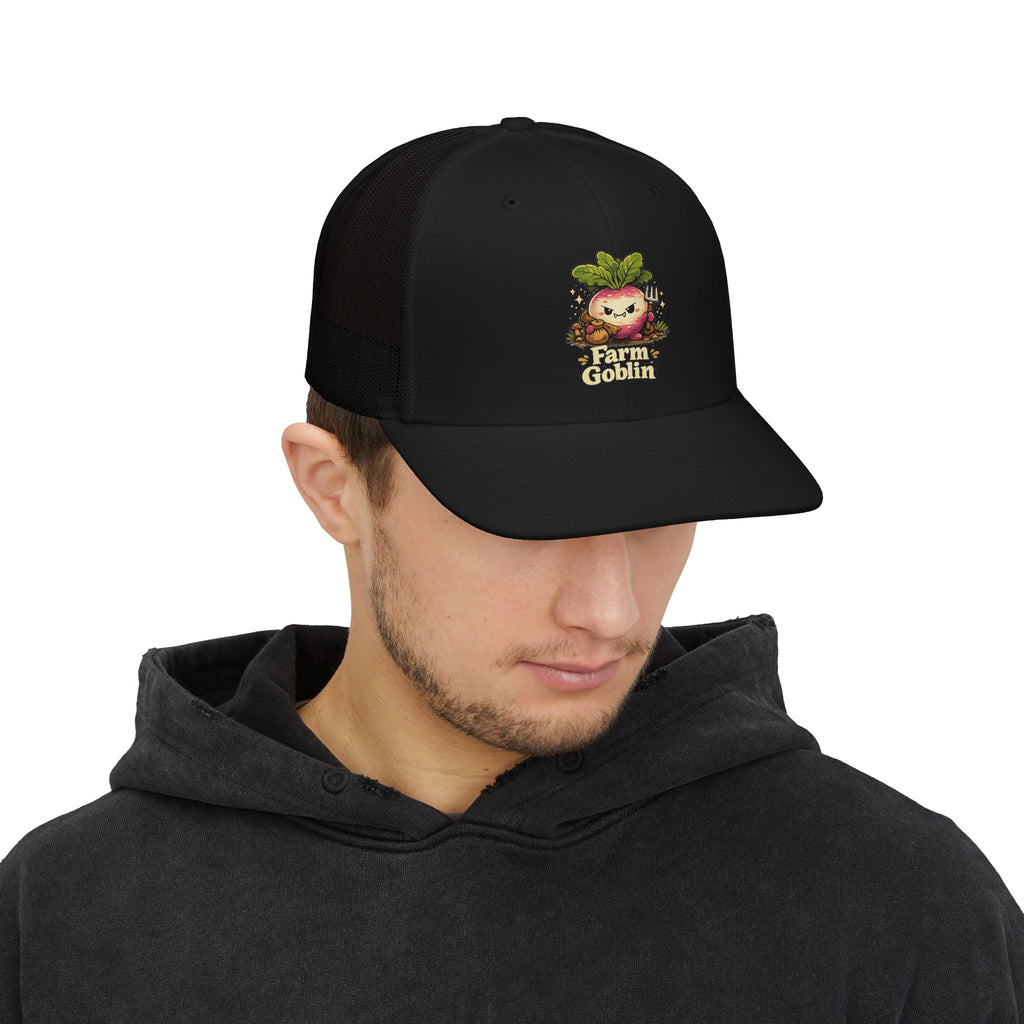 Farm Goblin Trucker Hat | Cute Gardening Snapback | Funny Vegetable Patch Cap - Mutantur Labs LLC
