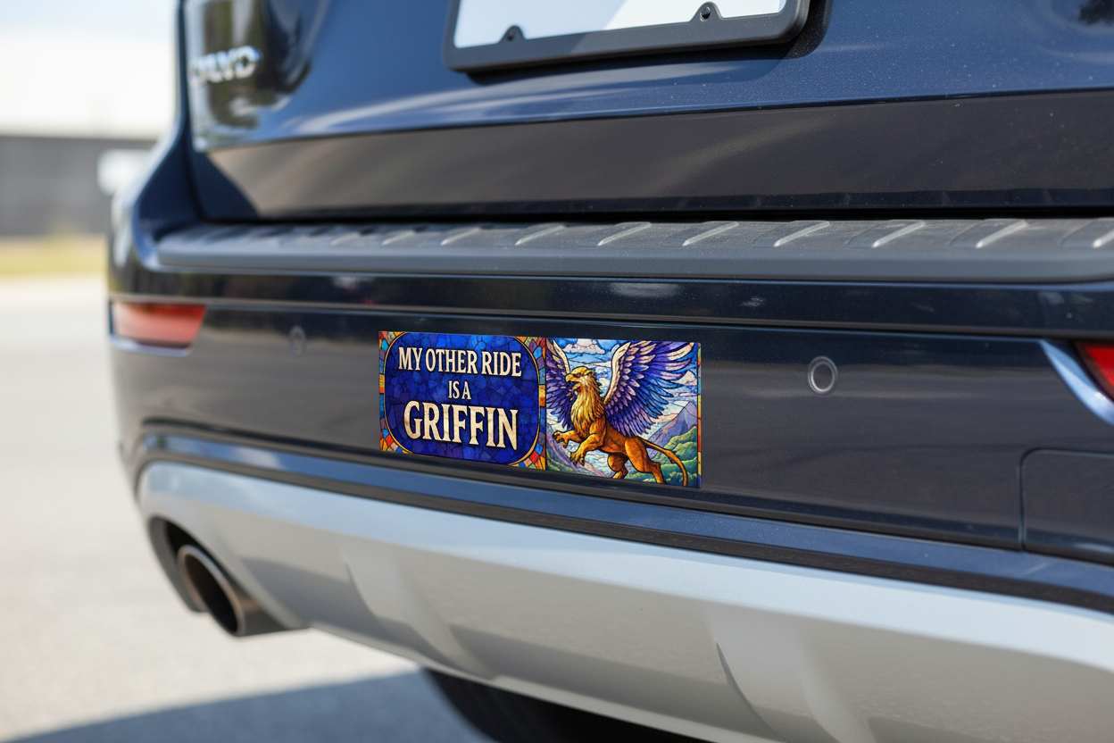 Griffin Bumper Sticker — "My Other Ride Is A Griffin" Decorative Vinyl Decal - Mutantur Labs LLC