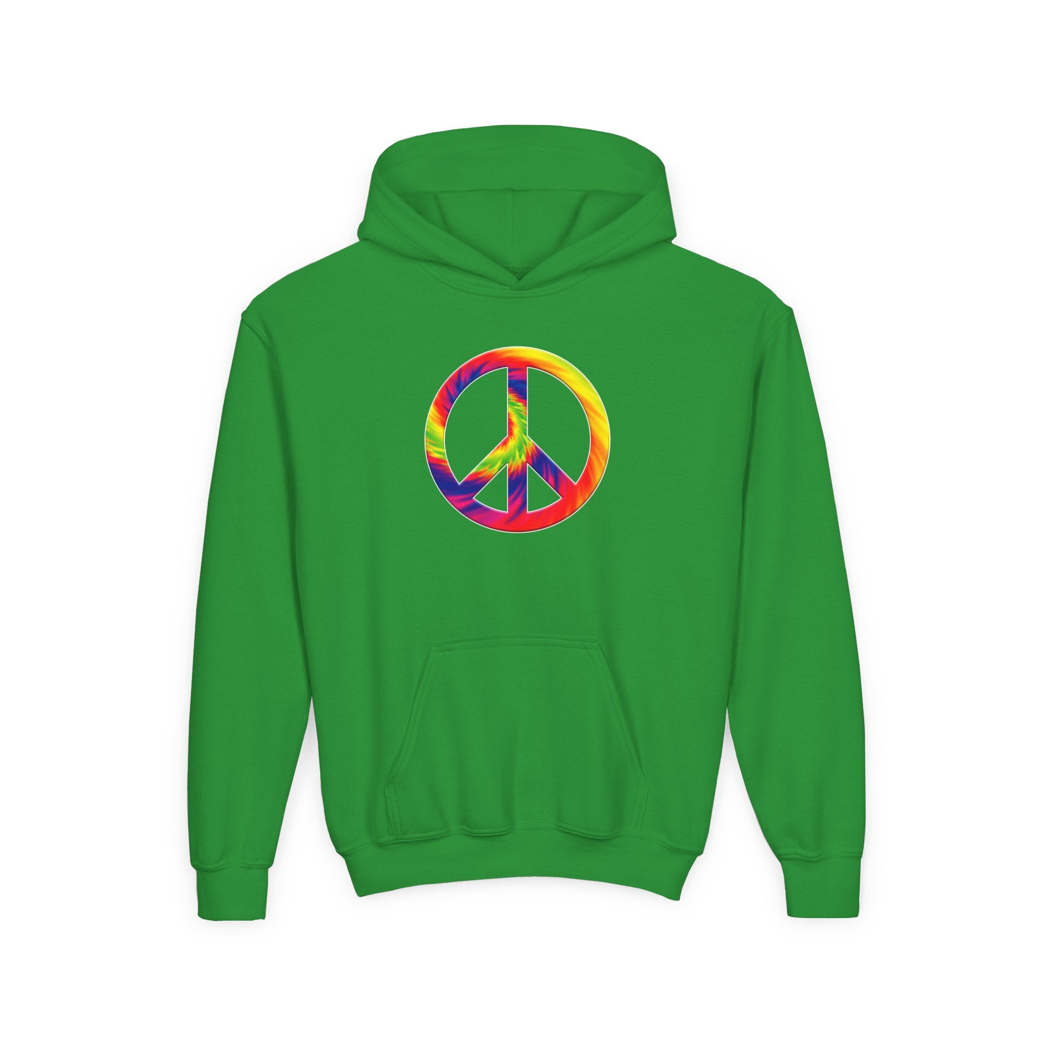 Youth Hoodie - Rainbow Tie-Dye Peace Sign Pullover - Mutantur Labs LLC