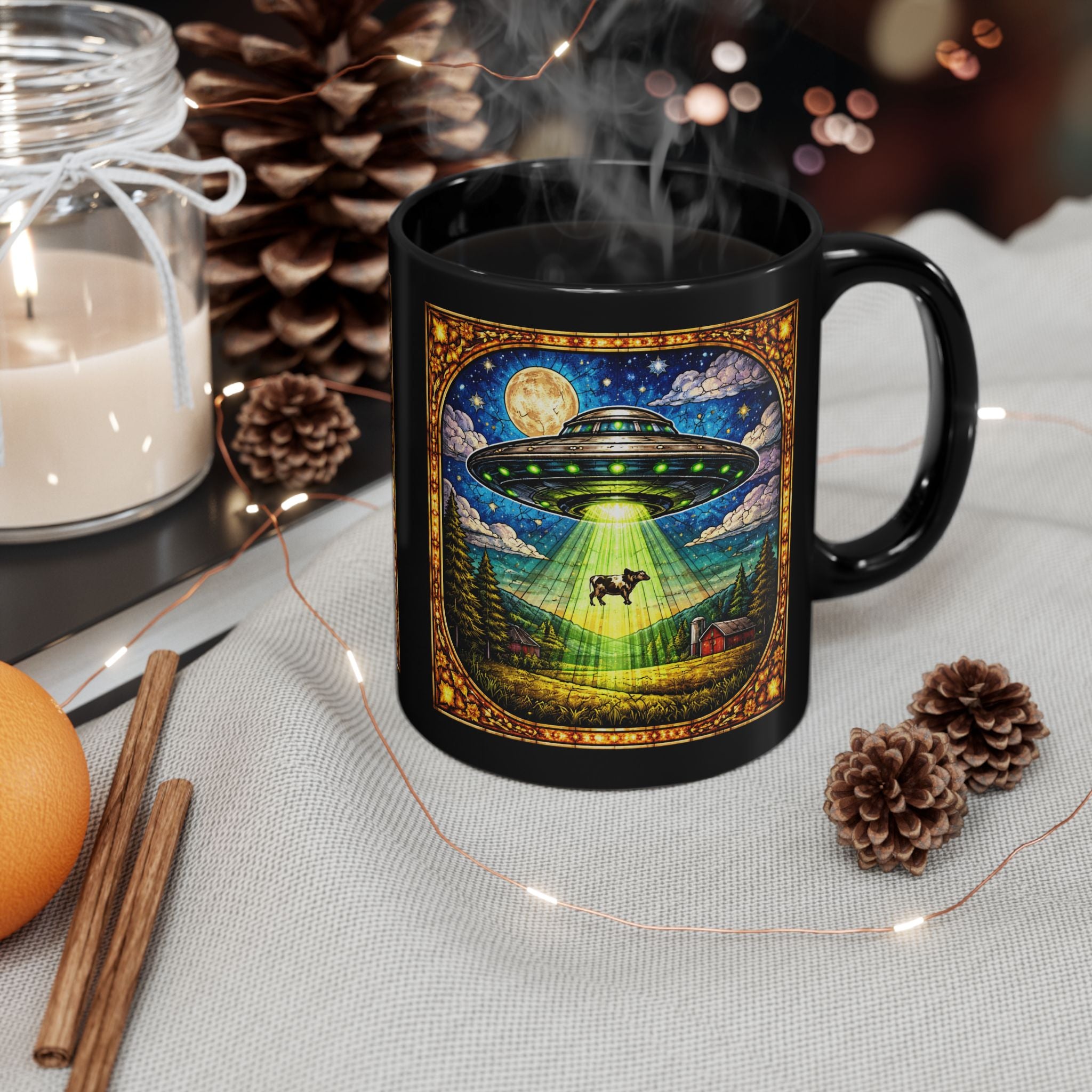 UFO Cow Abduction Mug | Funny Alien Cow Coffee Cup - Mutantur Labs LLC