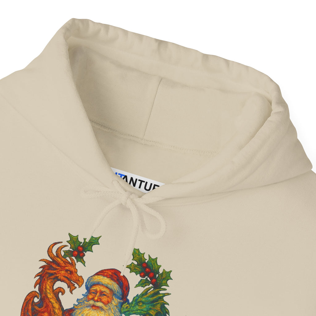 Vintage Santa Dragon Wreath Hoodie | Christmas Holiday Sweatshirt