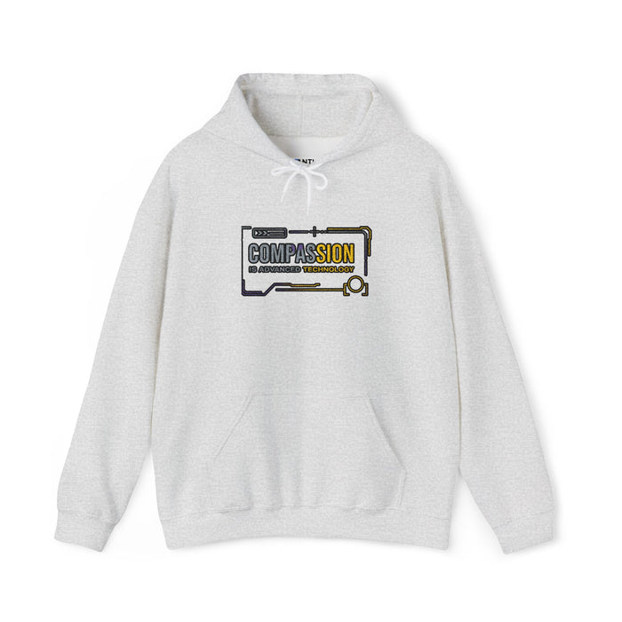 Compassion Is Advanced Technology Hoodie | Embroidered Futurist Pullover