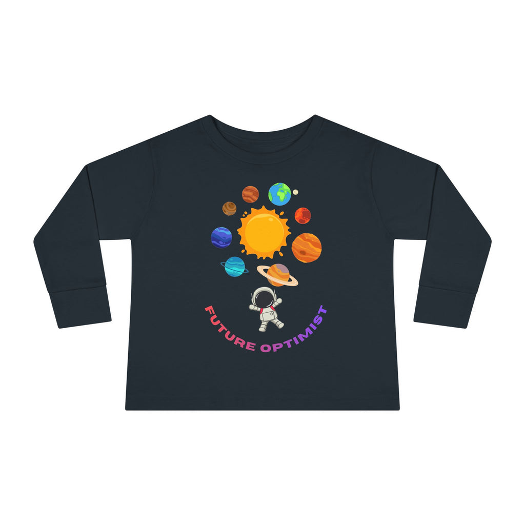 Future Optimist Astronaut toddler long sleeve tee | Solar System planets design - Mutantur Labs LLC