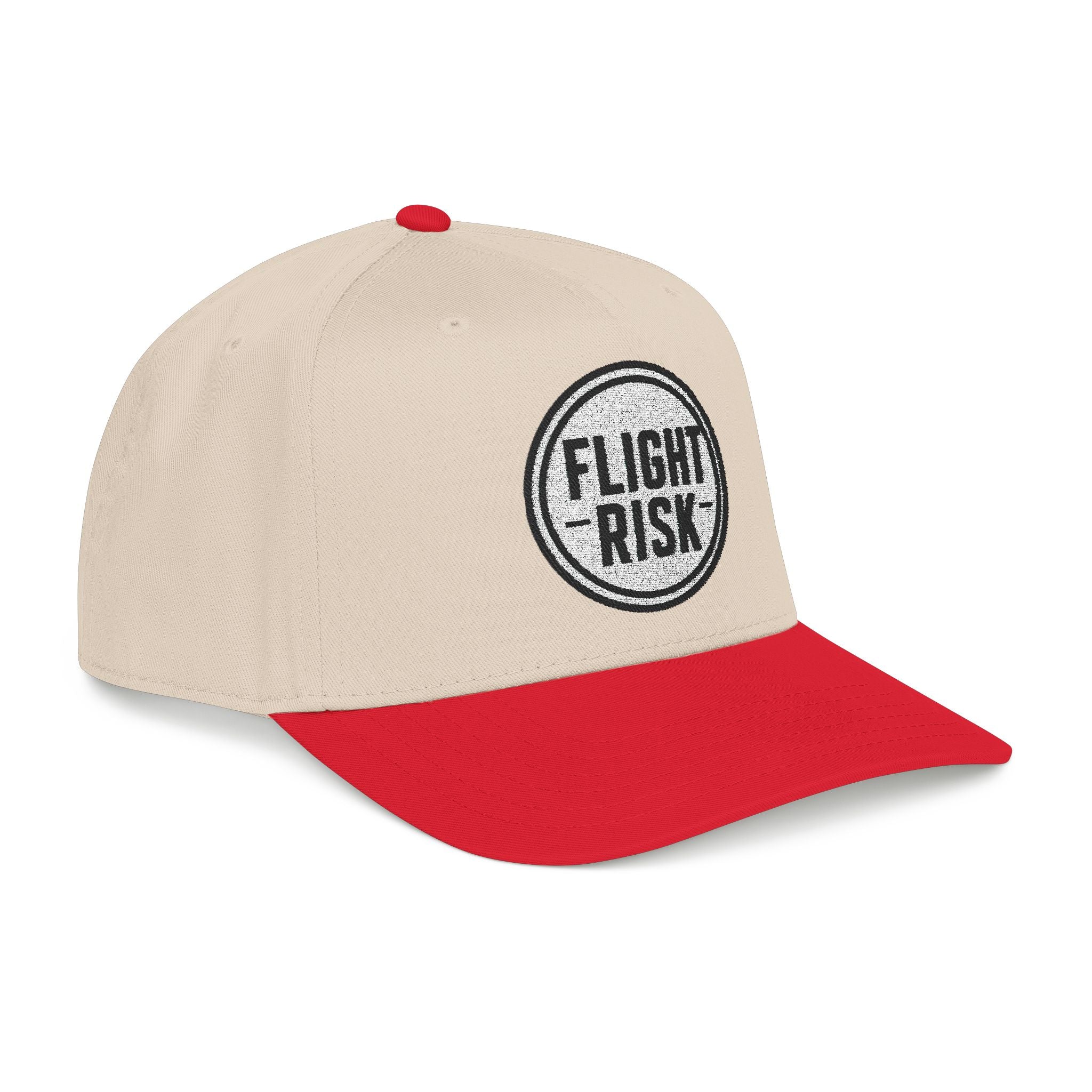 FLIGHT RISK Embroidered Mid Profile Baseball Cap | Funny Travel Hat | Aviation Humor Dad Cap | Minimalist Adventure Snapback | Gift for Frequent Flyers