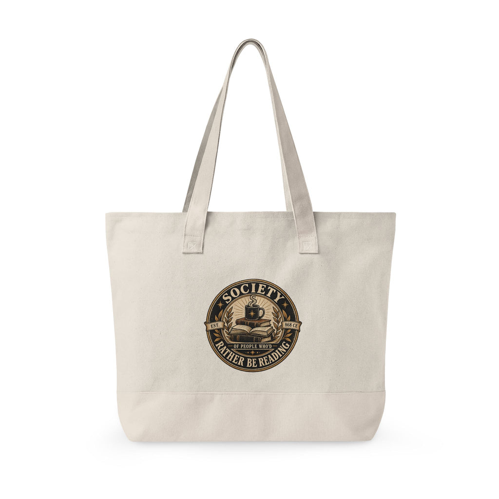Society of People Who’d Rather Be Reading Zippered Market Tote — Vintage Book Lover Bag