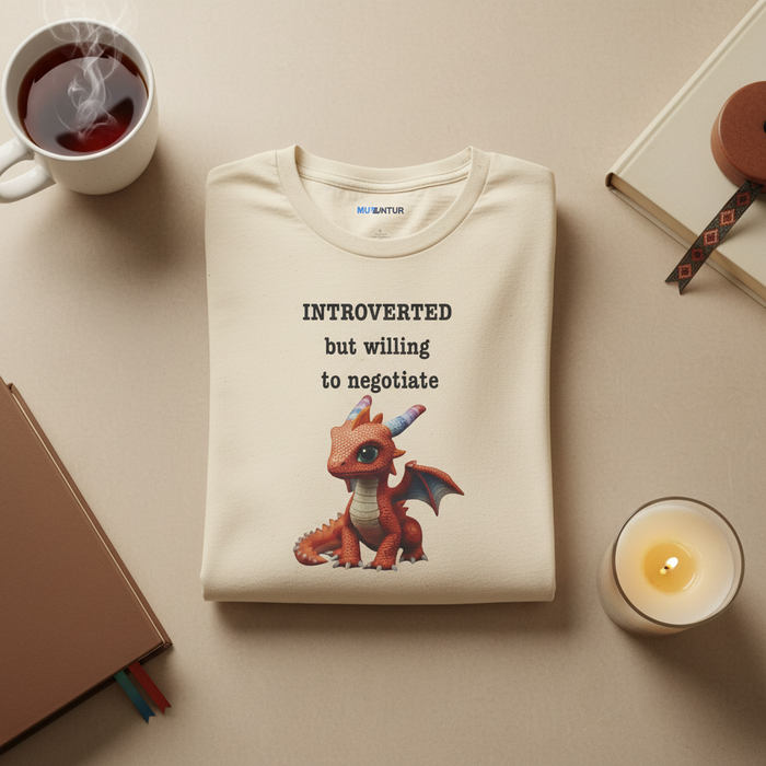 Introverted but Willing to Negotiate T-Shirt — Cute Dragon Graphic Tee