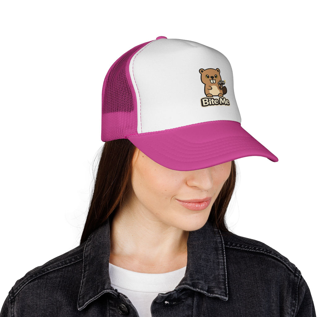 Bite Me Beaver Sci Fi Trucker Hat — Snapback Cap - Mutantur Labs LLC