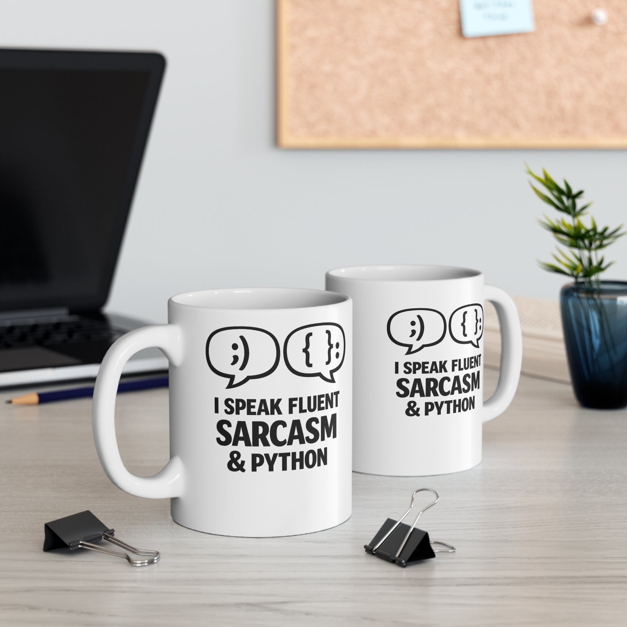 Python Mug — I Speak Fluent Sarcasm & Python 11oz Coffee Cup - Mutantur Labs LLC