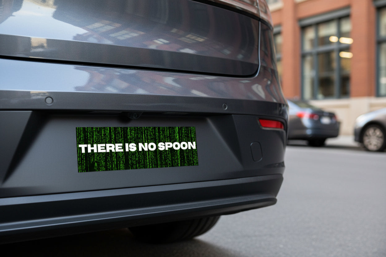 Matrix Inspired Bumper Stickers — Geeky Car Decals for Road Trips and Weird Timelines - Mutantur Labs LLC