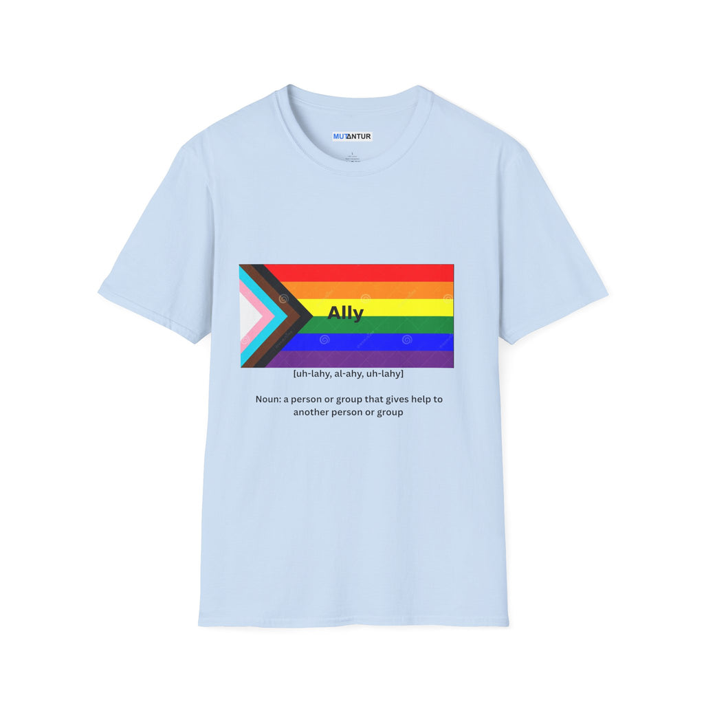 Pride Ally T-Shirt – Colorful LGBTQ+ Ally Graphic Unisex Softstyle Tee - Mutantur Labs LLC