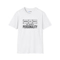 A white crewneck t-shirt with a graphic on the chest that reads 'CONTROL ALT DELETE' above 'MY WHOLE PERSONALITY' in black text, displayed on a clean white background.