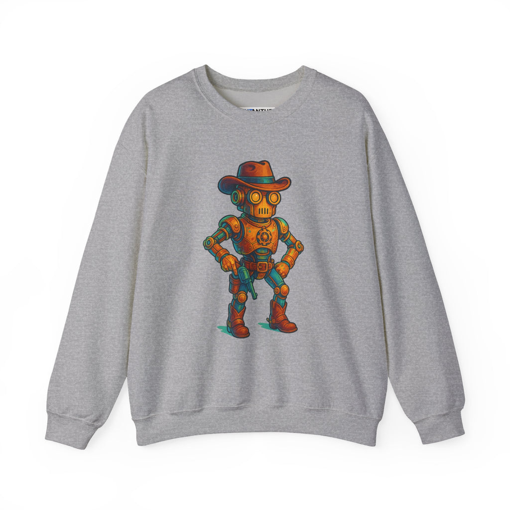 Steampunk Cowboy Robot Sweatshirt | Retro Western Graphic Crewneck - Mutantur Labs LLC
