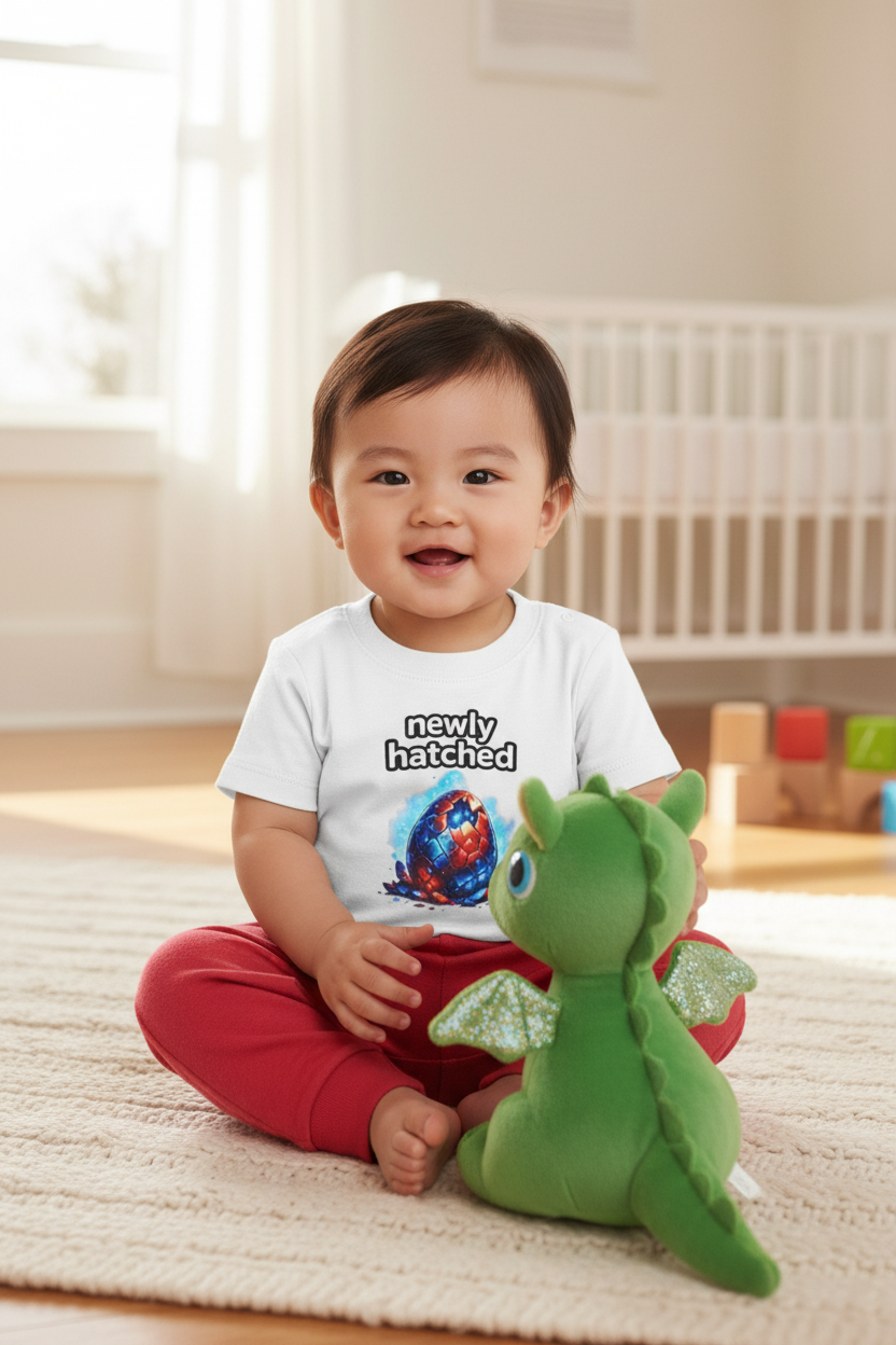 Newly Hatched Baby T-Shirt — Cute Dinosaur Egg Infant Tee