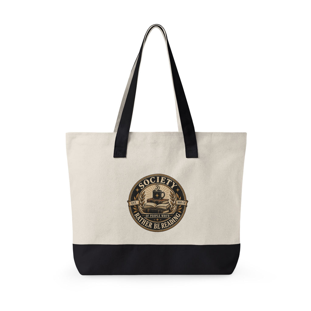 Society of People Who’d Rather Be Reading Zippered Market Tote — Vintage Book Lover Bag