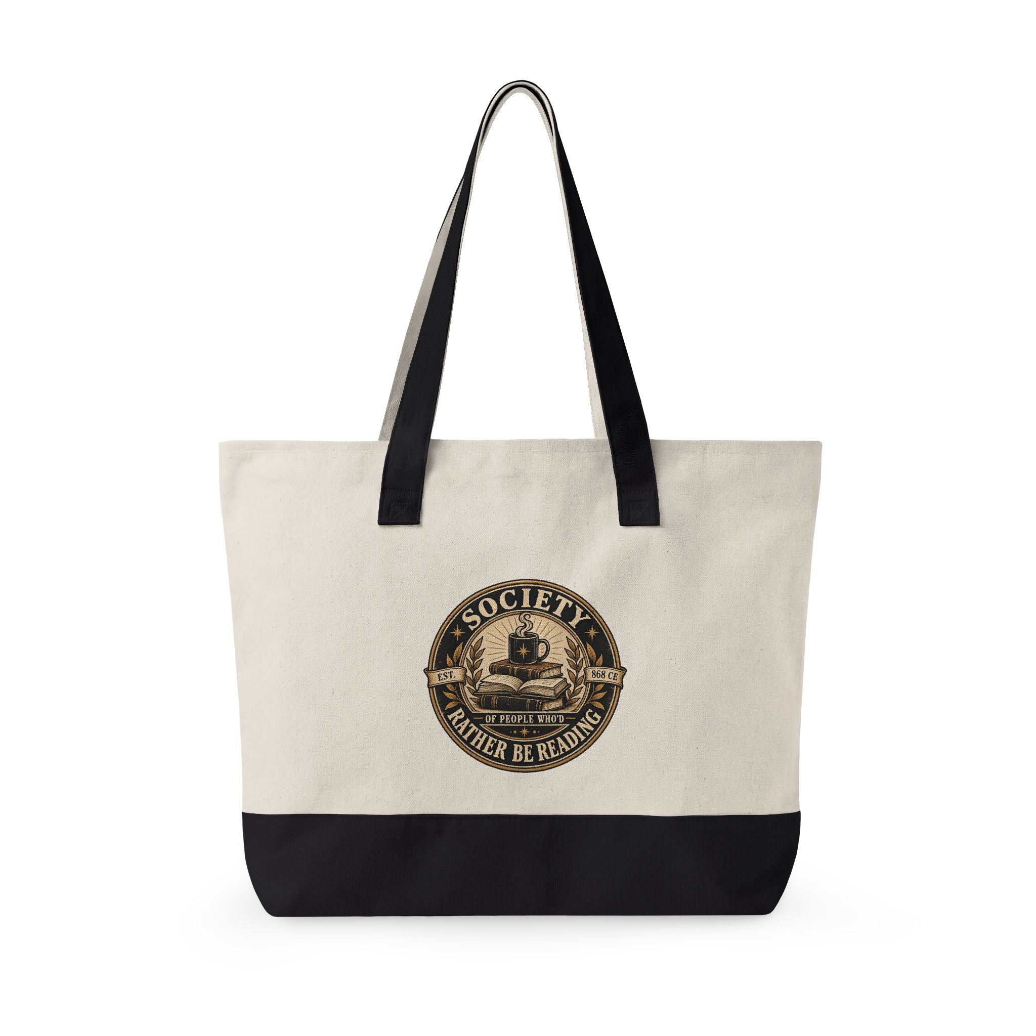 Society of People Who’d Rather Be Reading Zippered Market Tote — Vintage Book Lover Bag
