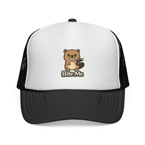 Bite Me Beaver Sci Fi Trucker Hat — Snapback Cap - Mutantur Labs LLC