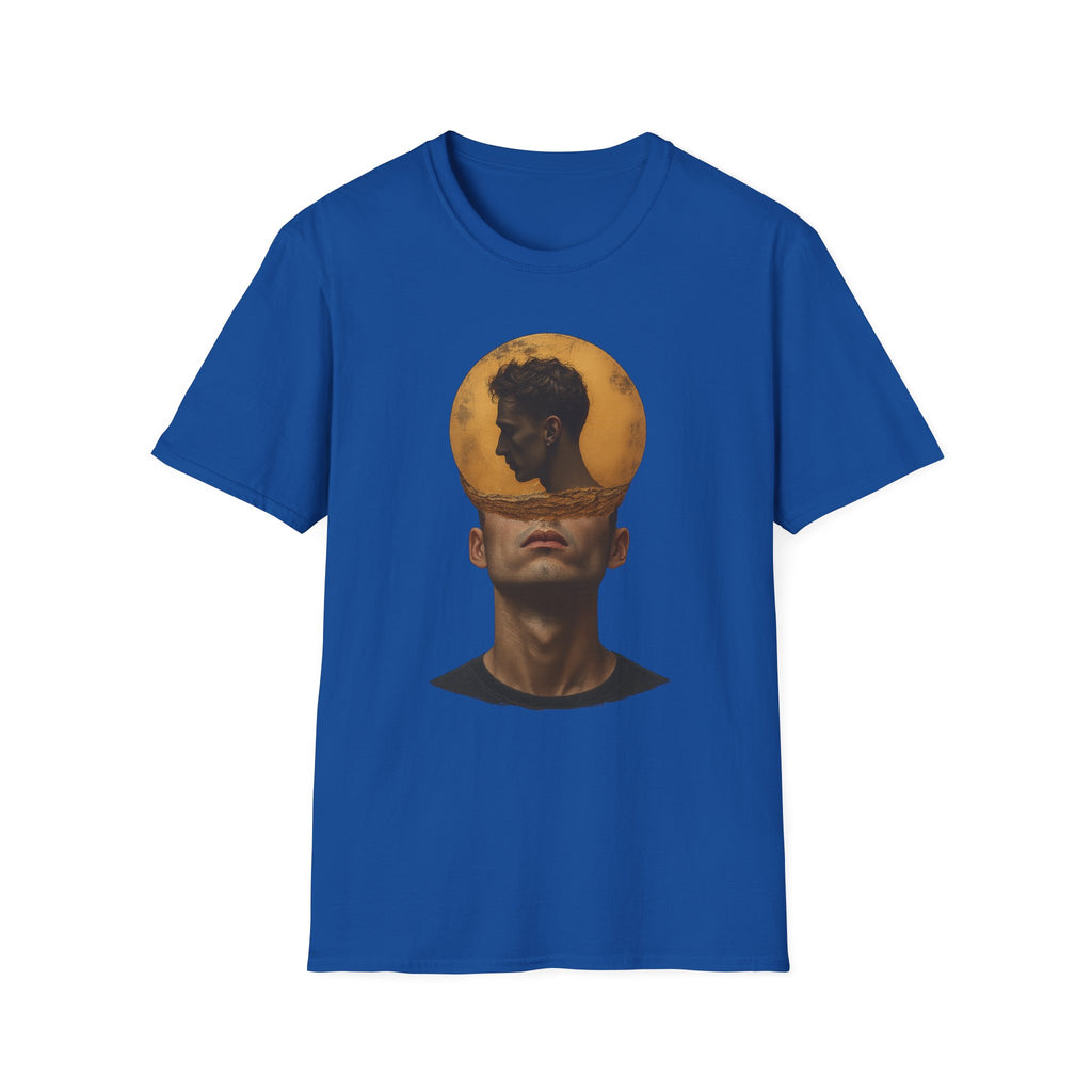 Surreal Double Portrait T-Shirt | Abstract Head Silhouette, Moon Circle - Mutantur Labs LLC