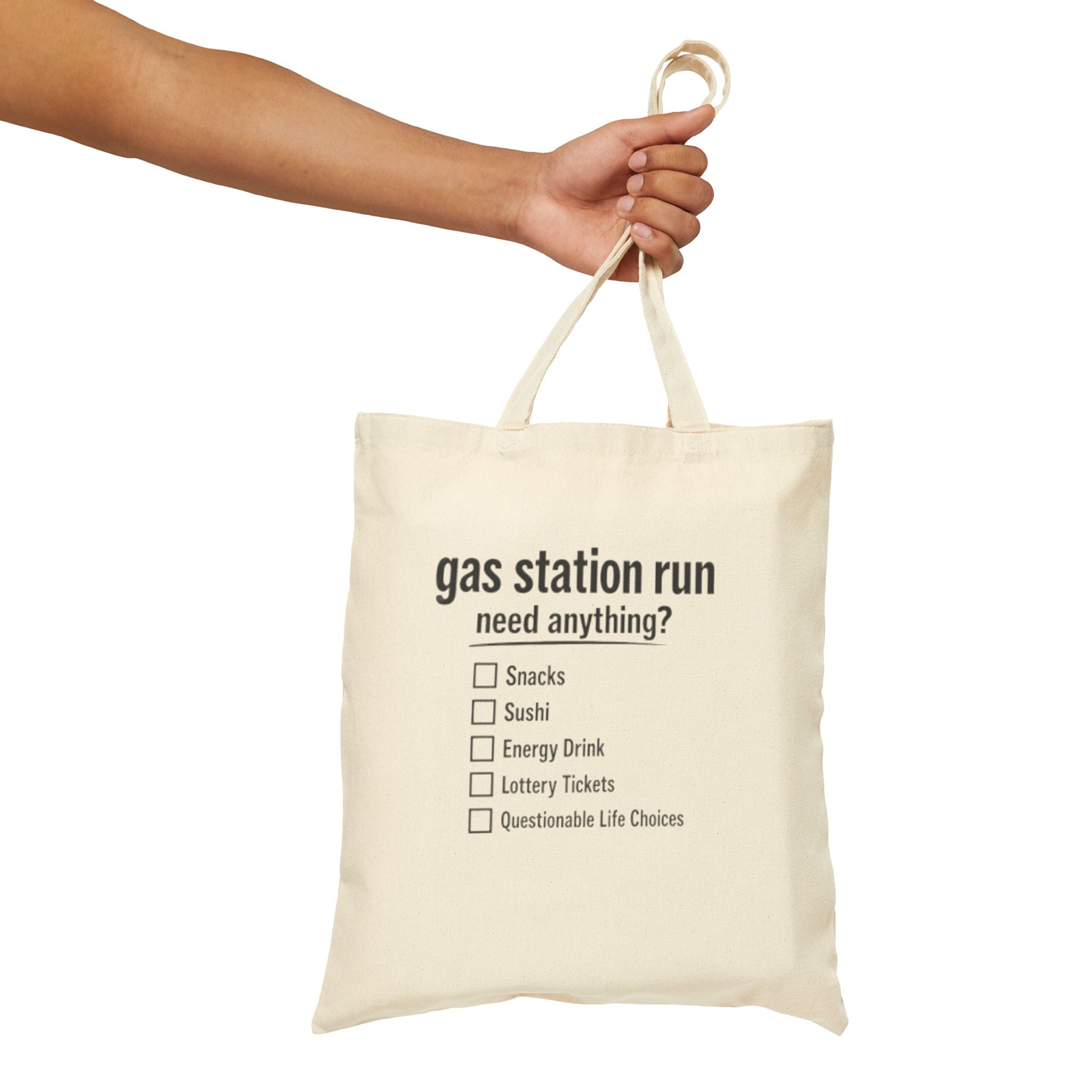 Gas Station Run Checklist Tote Bag | Funny Canvas Shopping Bag - Mutantur Labs LLC