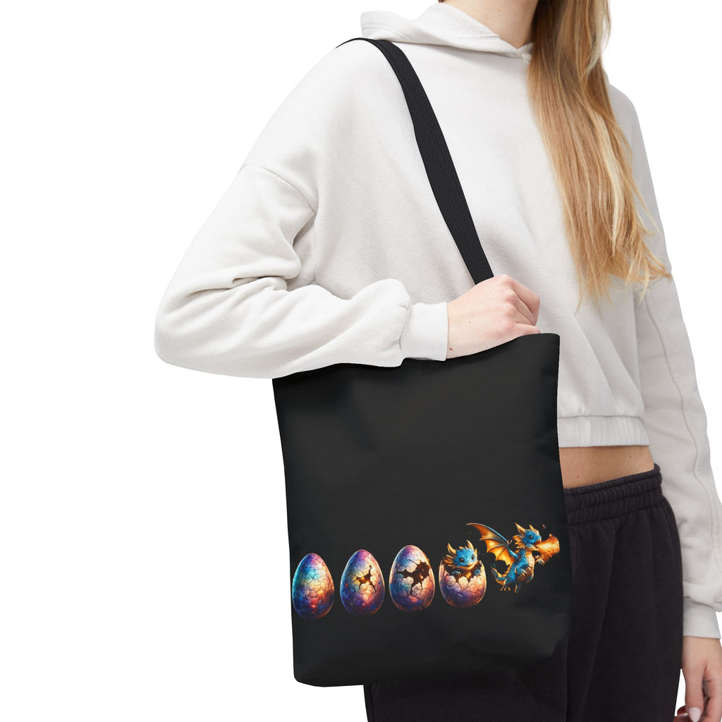 Dragon Hatchling Tote Bag | Cute Baby Dragon Hatching from Egg Fantasy Bag - Mutantur Labs LLC