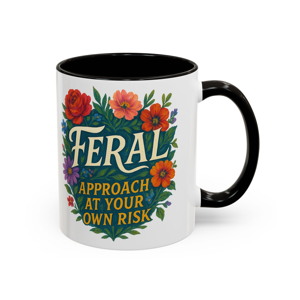 Feral Approach at Your Own Risk Mug — Floral Illustration Ceramic Coffee Cup - Mutantur Labs LLC