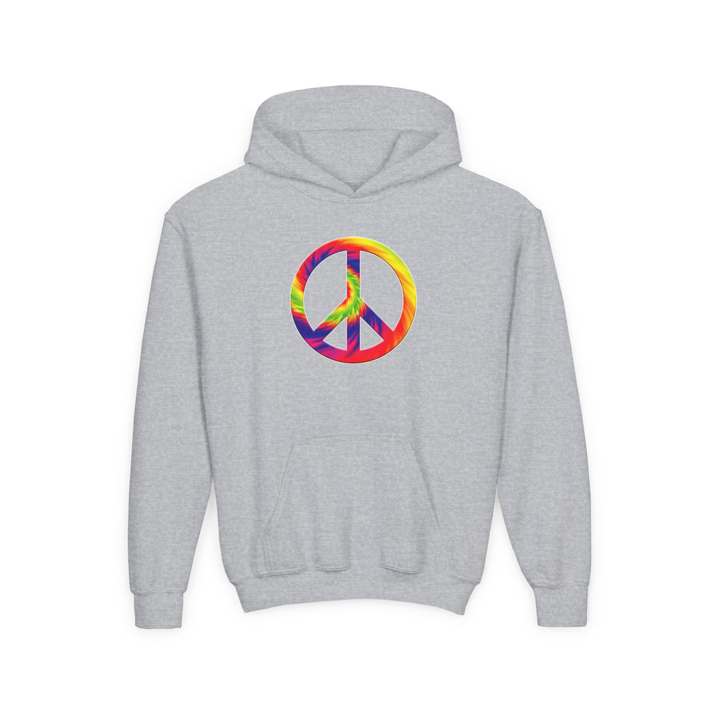 Youth Hoodie - Rainbow Tie-Dye Peace Sign Pullover - Mutantur Labs LLC
