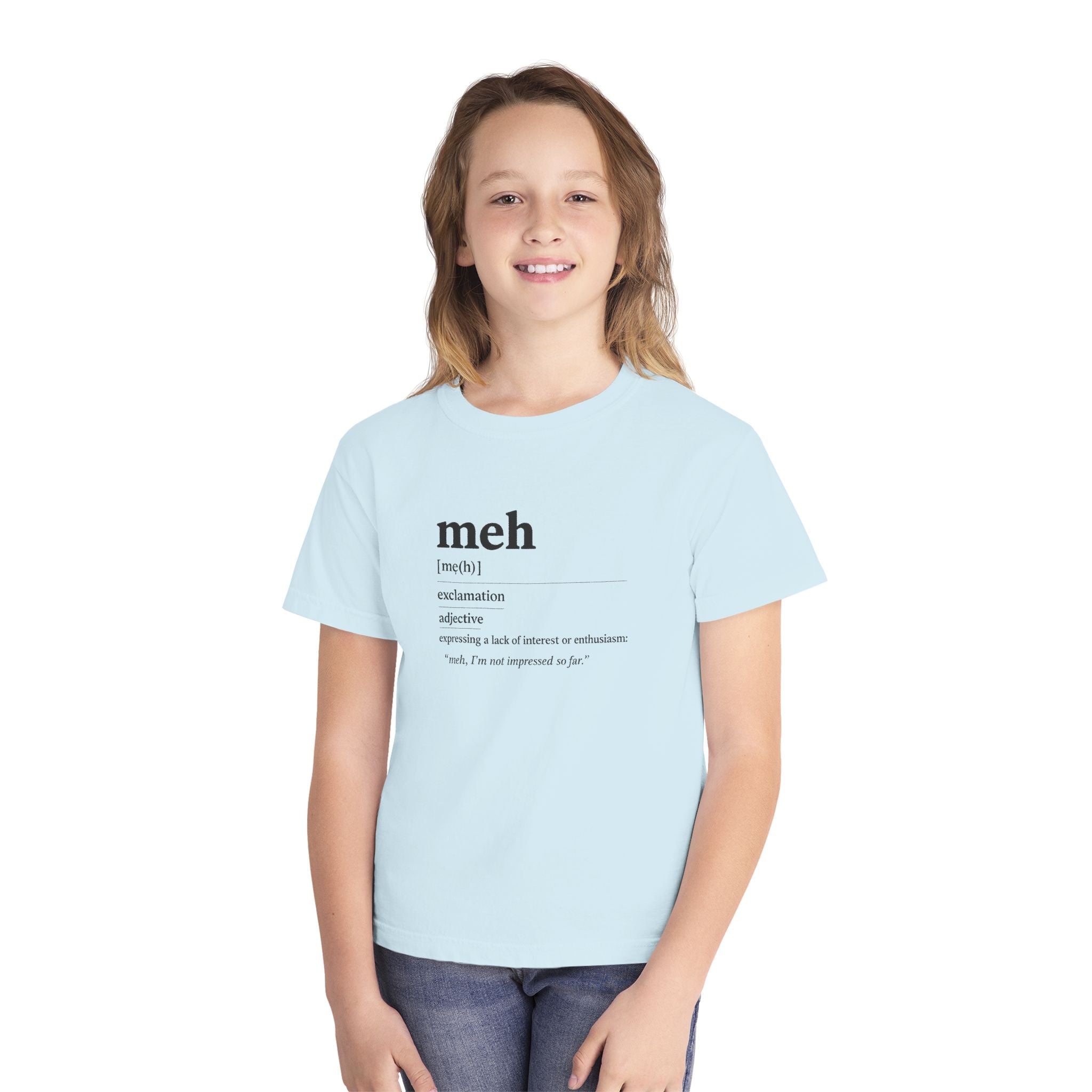 Youth “Meh” Definition T-Shirt — Funny Minimalist Kids Graphic Tee - Mutantur Labs LLC