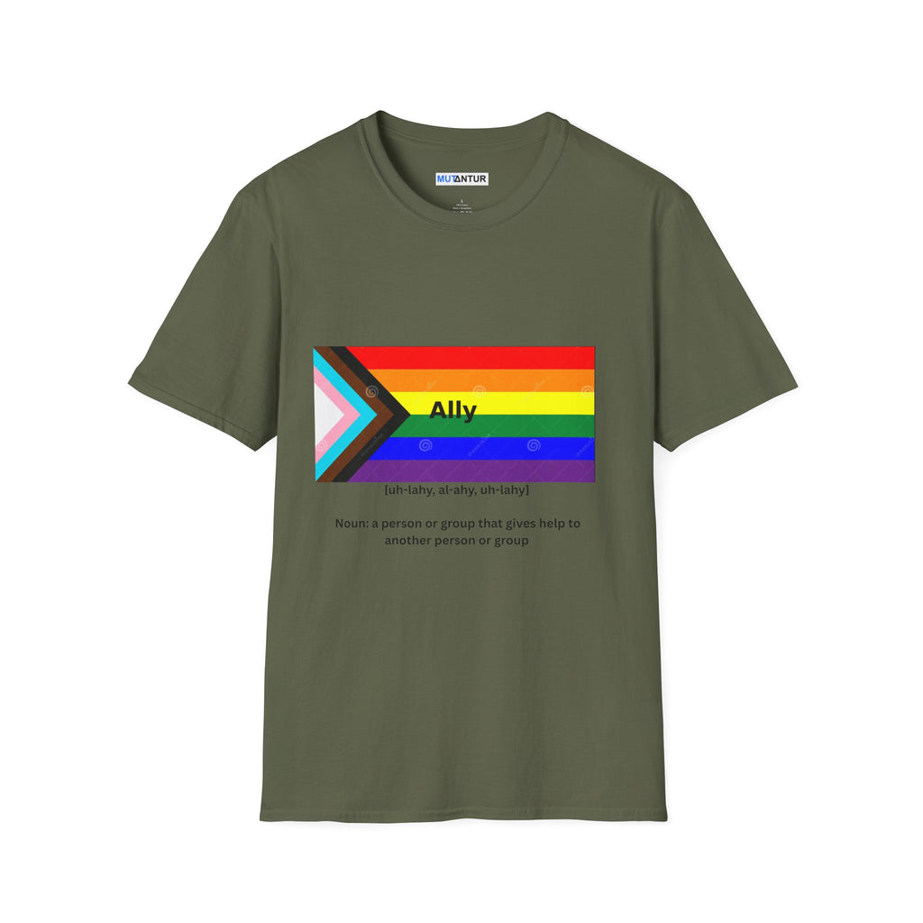 Pride Ally T-Shirt – Colorful LGBTQ+ Ally Graphic Unisex Softstyle Tee - Mutantur Labs LLC